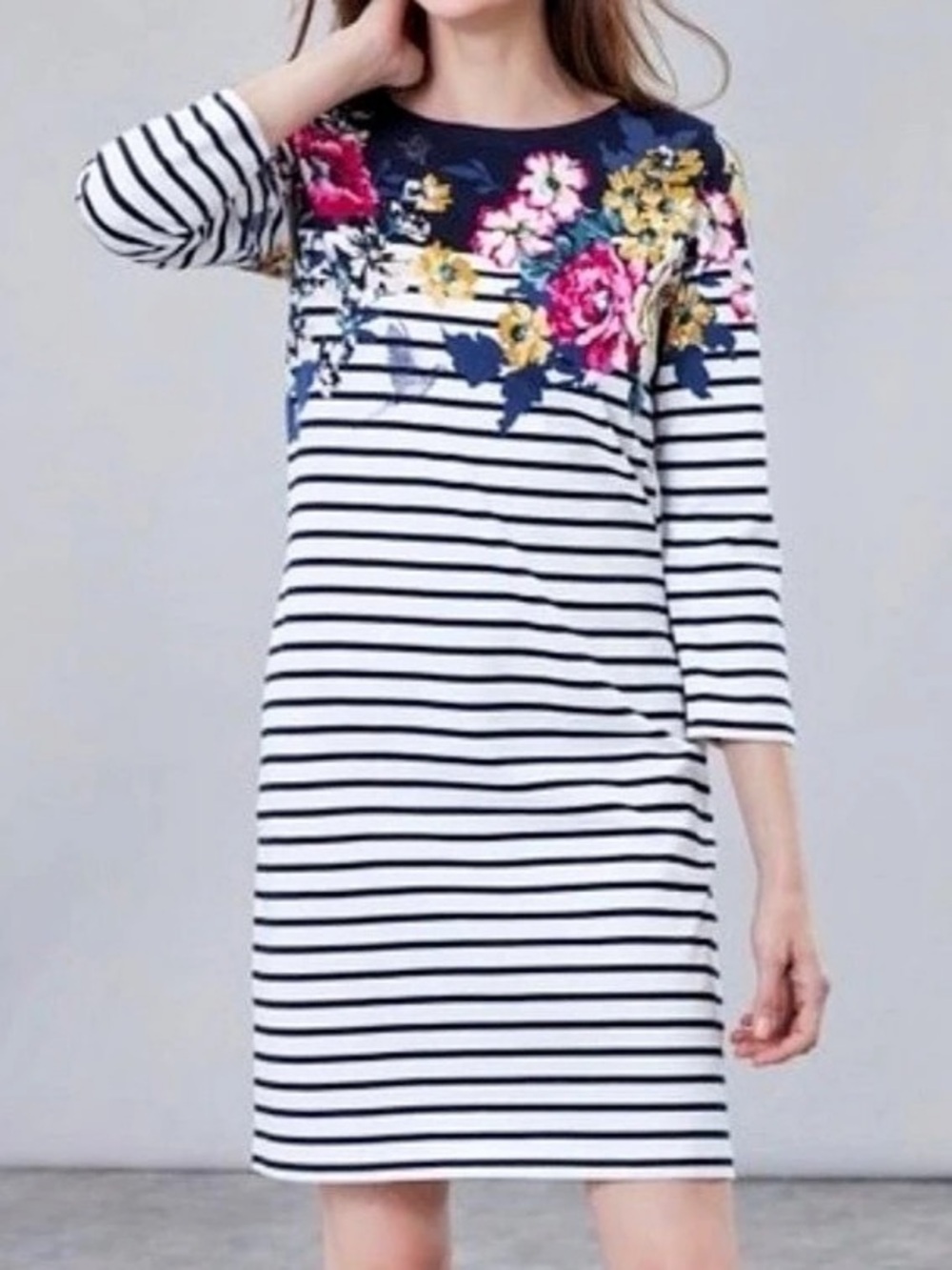 NWT Joules Riviera Print Anniversary Border
Floral 3/4 Sleeve Jersey Dress Sz 18